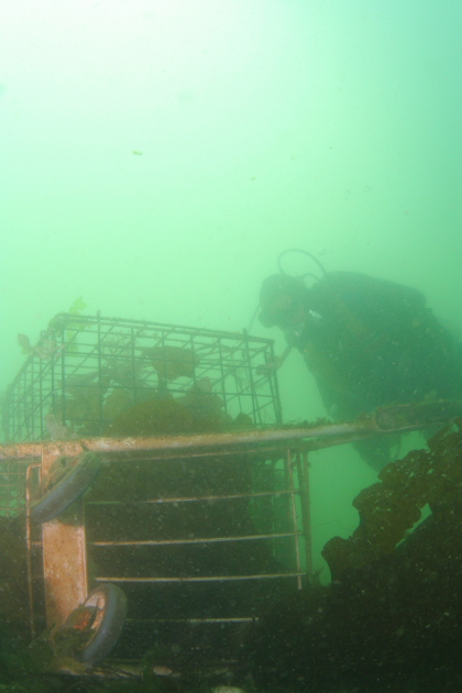 SHOPPING CART AND CRAB TRAP